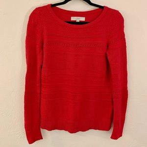 Loft XS Red Long Sleeve Sweater